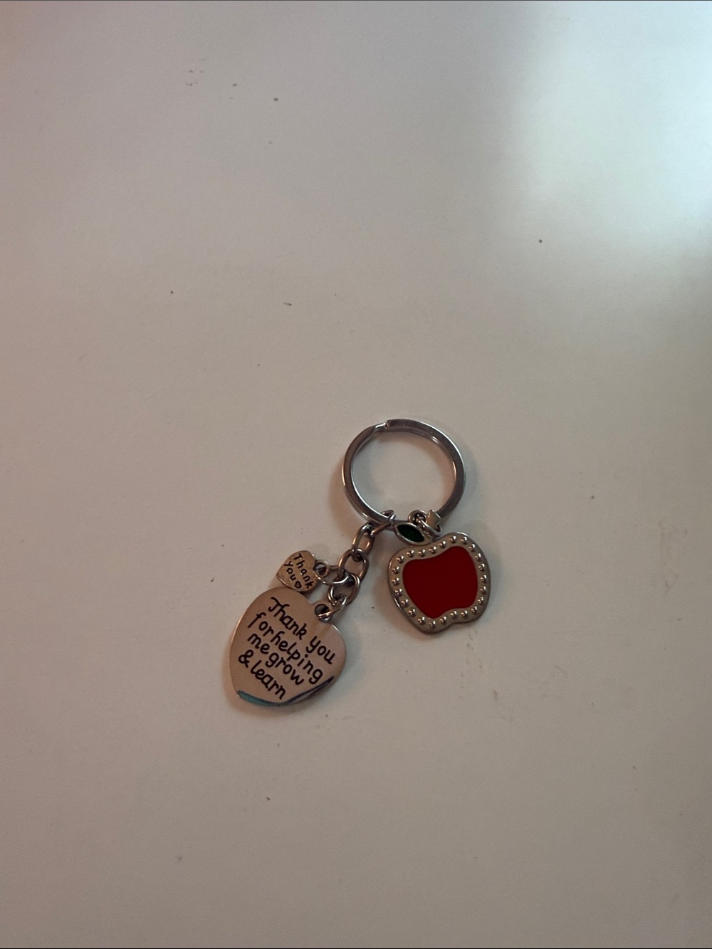 E30 Teacher Appreciation Heart & Apple Keychain - Red/Silver